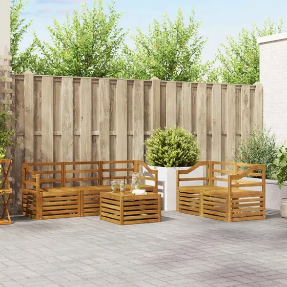 vidaXL Sofasæt 6 pcs Naturfarvet Massivt Akacietræ