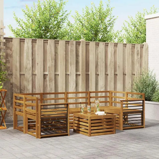 vidaXL Sofasæt 7 pc Naturakacietræ
