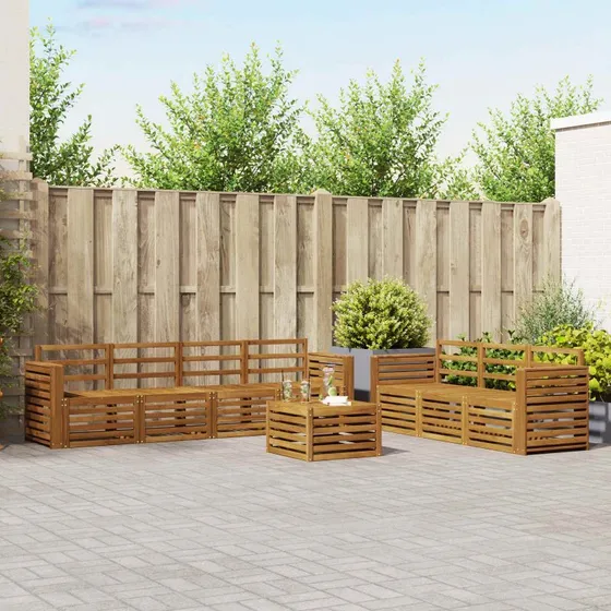 vidaXL Sofasæt 8 pcs Naturfarvet Massivt Akacietræ