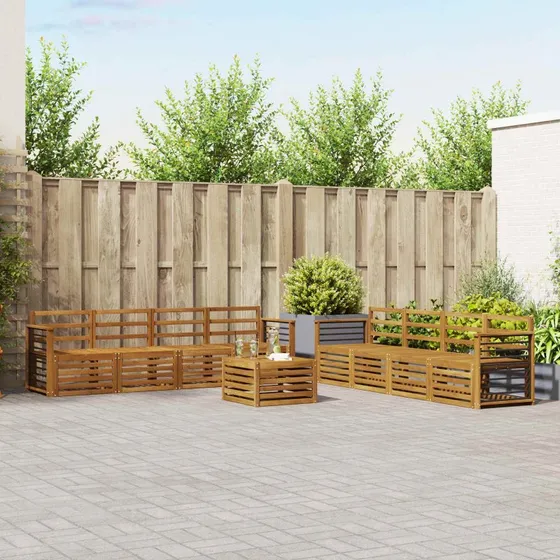 vidaXL Sofasæt 9 pcs Naturfarvet Massivt Akacietræ