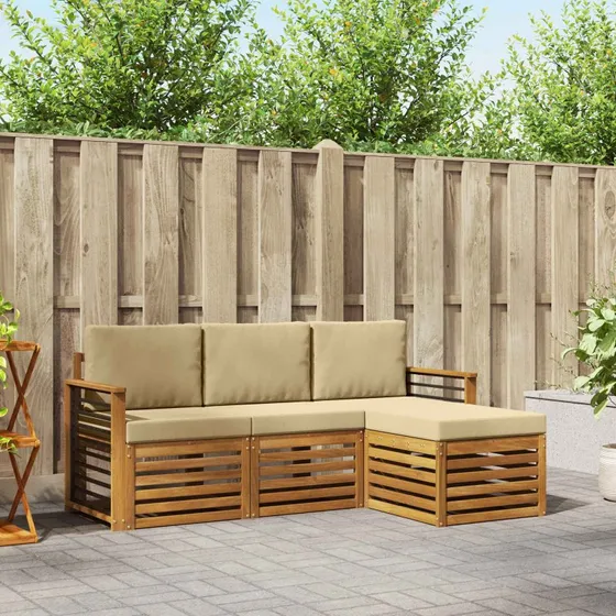 vidaXL Udendørs Sofagruppe 4-pces Akacietræ Naturlig/Beige