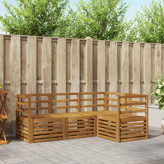 vidaXL Sofasæt 4 pc Natur Akacietræ