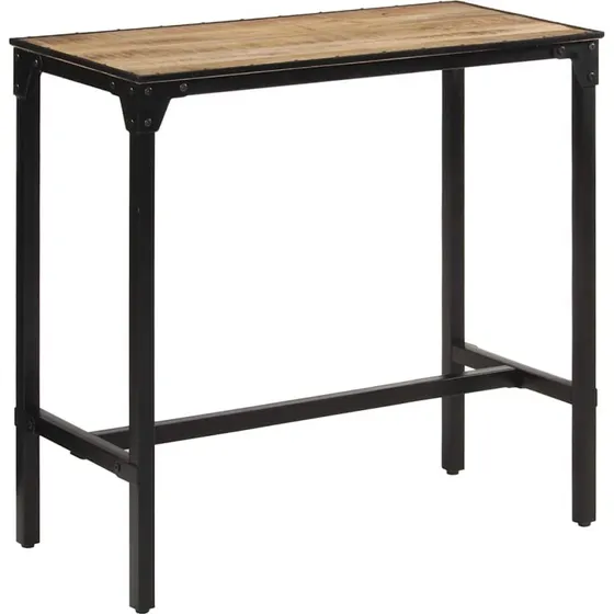 vidaXL Barbord 110x55x107 cm i massivt ru mangotræ med jernstel
