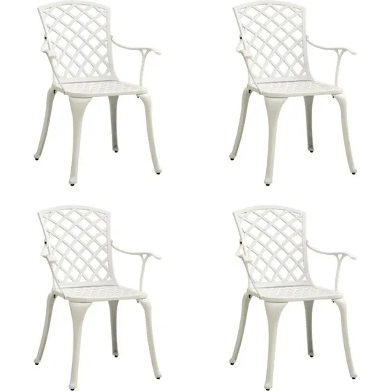 vidaXL Havestole 4 stk. støbt aluminium hvid