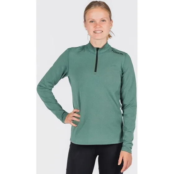 Fusion Wms C3 Zip Neck - Mørkegrå