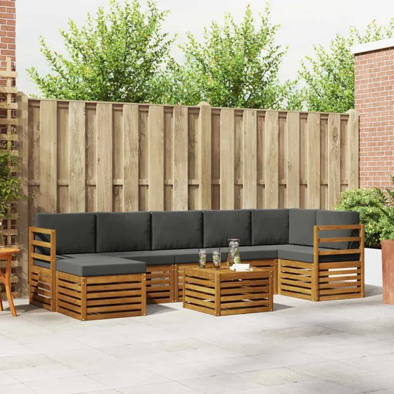 vidaXL Udendørs Sofagruppe 8 pcs Naturlig/Antracit