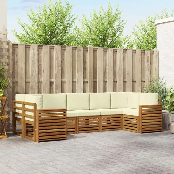 vidaXL Sektionalsofa 7 dels Naturlig/Fløde