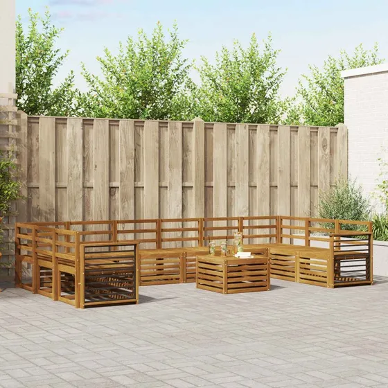 vidaXL 11-pcs Naturfarvet Akacietræs Sofasæt, Udendørs