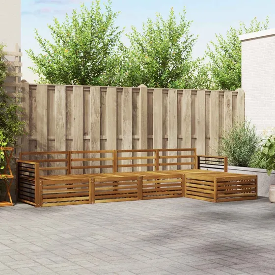 vidaXL Udendørs Sofagruppe 5-pcs Naturfarvet Massivt Akacietræ