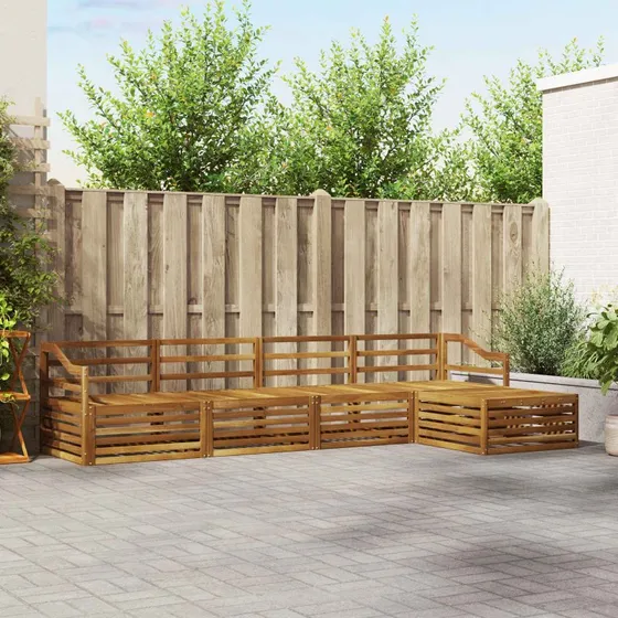 vidaXL Udendørs Sofagruppe 5 pcs Naturfarvet Massivt Akacietræ