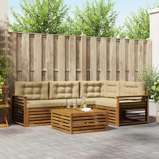 vidaXL Udendørs Sofagruppe 5-pcs Naturlig/Beige i Akacietræ