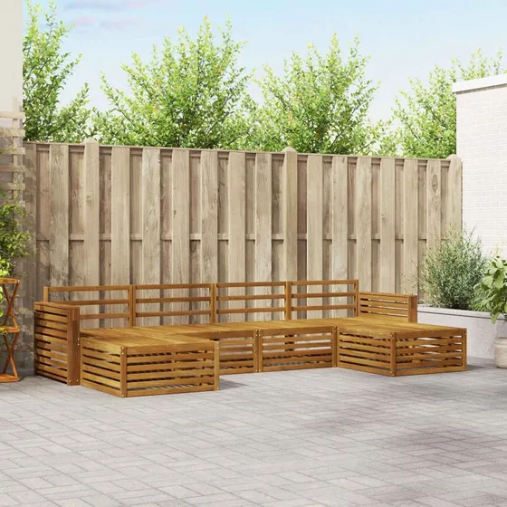 vidaXL Sofasæt 6 pcs Naturfarvet Massivt Akacietræ