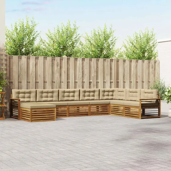 vidaXL Udendørs Sofagruppe 8 Deler Naturlig/Beige