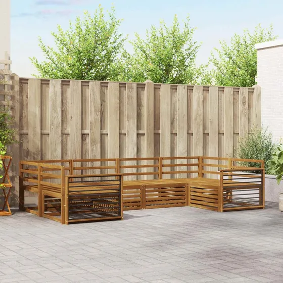 vidaXL Sofasæt 6 pcs Naturfarvet Massivt Akacietræ