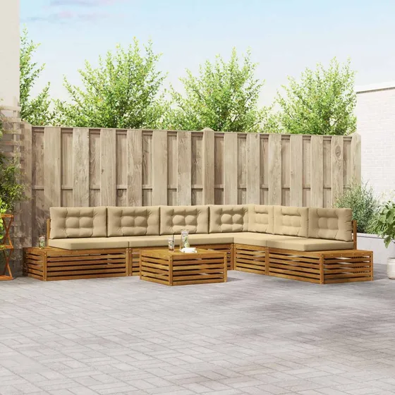 vidaXL Udendørs Sofagruppe 7 Stk Naturlig/Beige