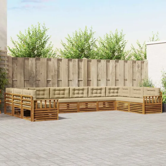 vidaXL Sofasæt 5-pces Naturlig/Beige Akacietræ med Puder