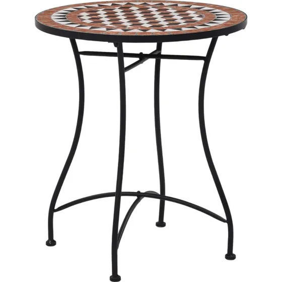 vidaXL Bistrobord 60 cm keramisk brun med mosaikdesign