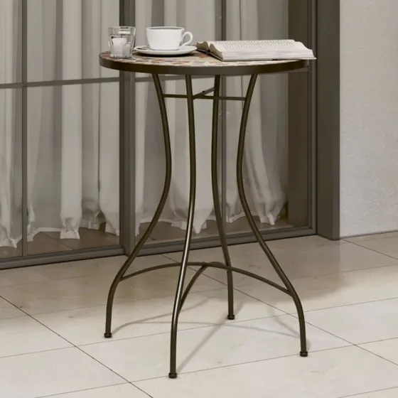 vidaXL Bistrobord Ø50x70 cm mosaikdesign terrakotta/hvid keramik