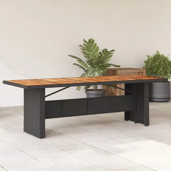 vidaXL havebord med akacietop 240x90x75 cm sort