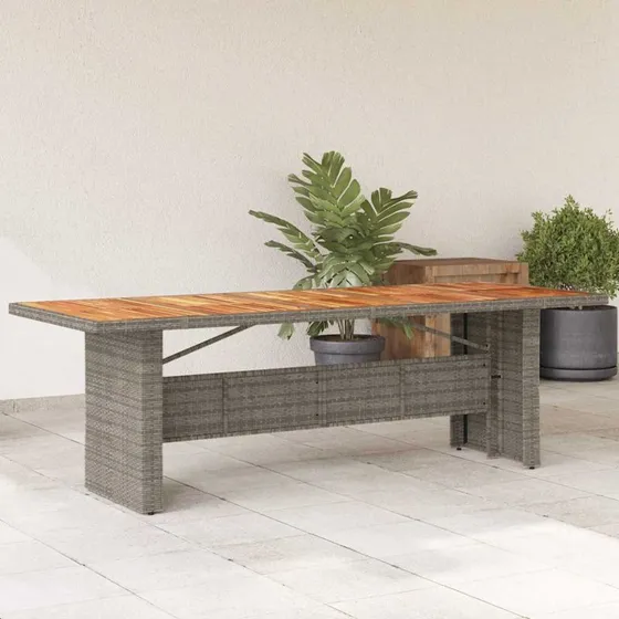 vidaXL havebord med akacietop 240x90x75 cm grå polyrattan