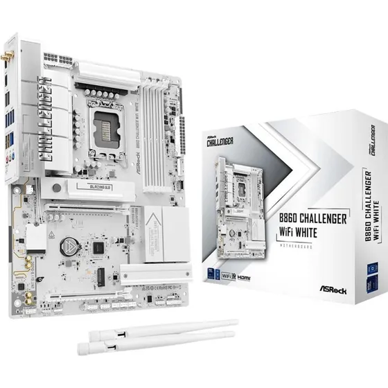 ASRock B860 Challenger WiFi White - Hvid ATX-bundkort med Wi-Fi 7
