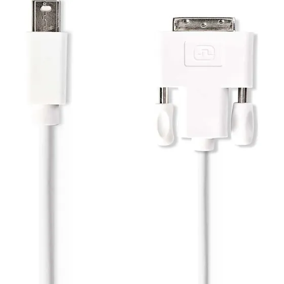 Nedis Mini DisplayPort til DVI-D Kabel 2 m, Hvid, Nikkelplateret