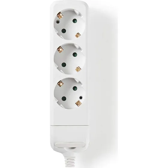 Nedis Udvidelse Socket 3-vejs 16 A med børnesikring, hvid