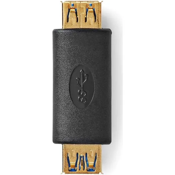 Nedis USB-A Adapter, 5 Gbps, Guldplateret, Antracit