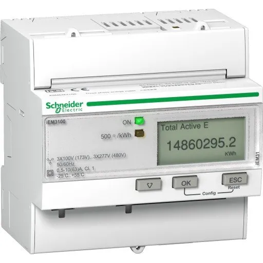 Schneider Acti9 bimåler 4P 400V 63A med puls