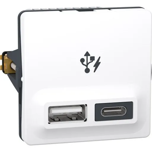 LK Fuga USB-lader A+C, 1 modul, hvid