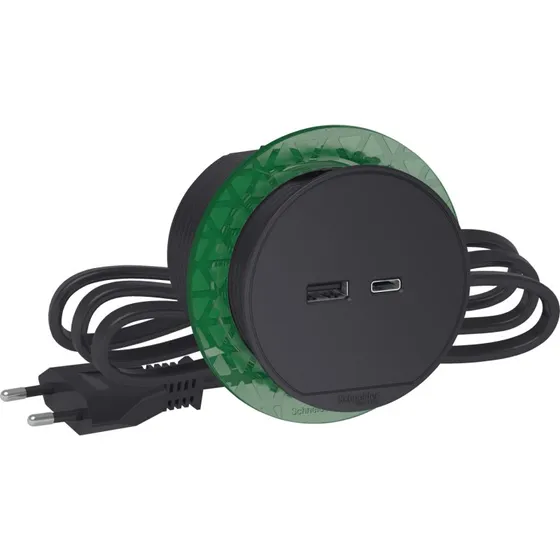 Schneider Electric Unica+ Bordstikket med USB-A+C, koksgrå