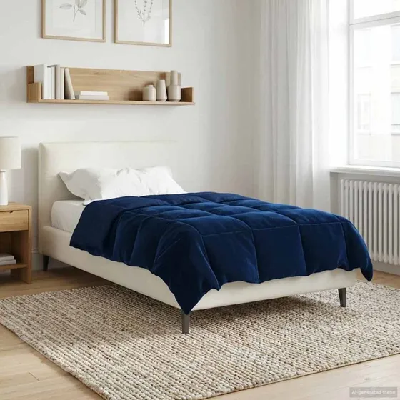 vidaXL Helårs Dyne Mørk Blå 140x220 cm Mikrofiber