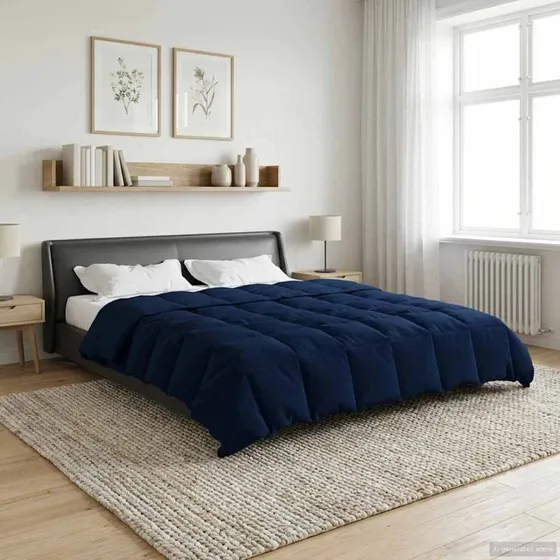 vidaXL Helårs Dyne Mørk Blå 220x260 cm Mikrofiber