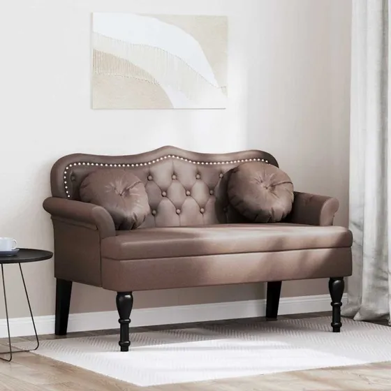 vidaXL Chesterfield bænk brun 120,5 x 65 x 75 cm faux læder