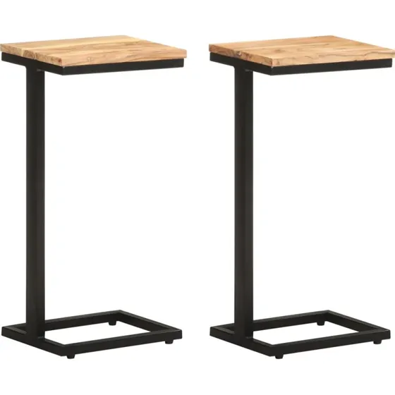 vidaXL Sideborde 2 stk. 31,5x24,5x64,5 cm i massivt akacietræ med jernben