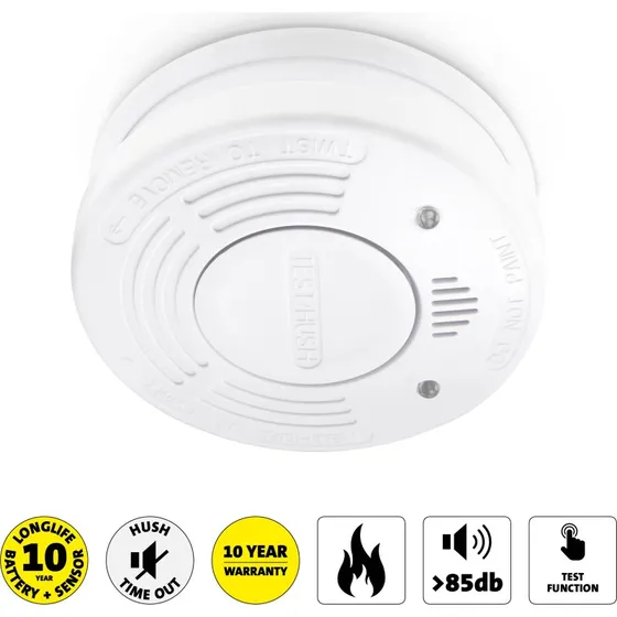 Alecto SD1010 Røgalarm med 10 års batterilevetid, Hvid