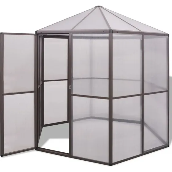 vidaXL Drivhus 240x211x232 cm Aluminium, brun