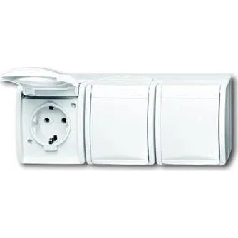 Busch-Jaeger 2084-0-0712 Trippel Schuko-stikkontakt Hvid IP44