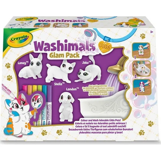 Crayola Washimals Pets Tub Playset – 4 Hvalpe, 6 Vaskbare Tuscher