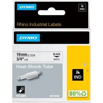DYMO Rhino Krympeflex 19mm x 1,5m sort på hvid