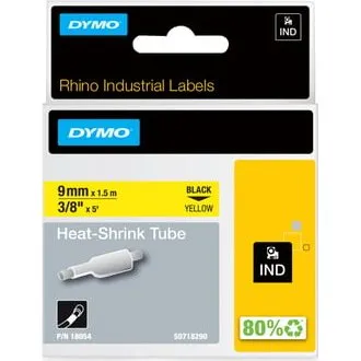 DYMO Rhino Krympeflex 9mmx1,5m sort på gul