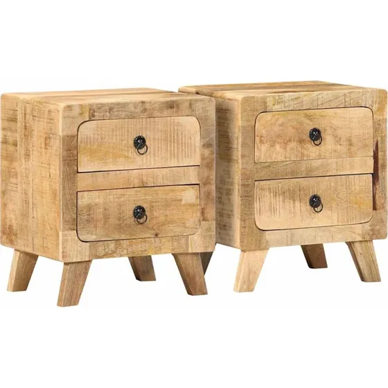 vidaXL Sengeborde 2 stk. 40x32x46 cm i massivt ru mangotræ