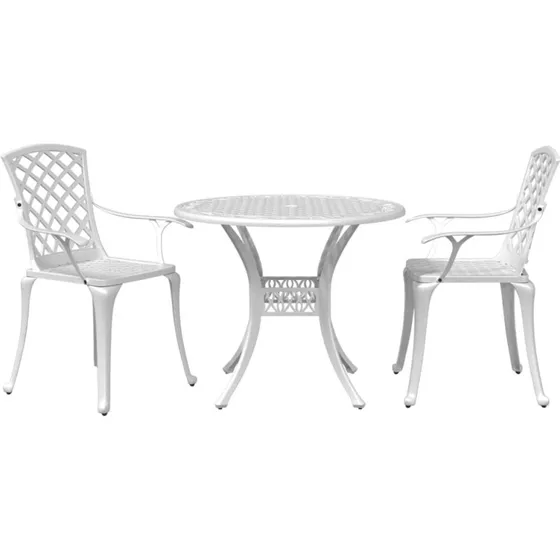 vidaXL Bistrosæt 3 dele støbt aluminium hvid