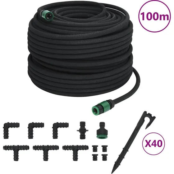 vidaXL siveslange 0,6" 100 m gummi sort