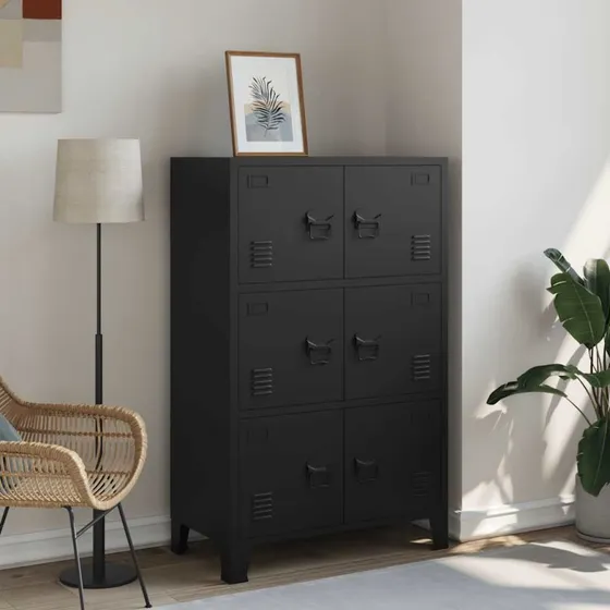 vidaXL Industrielt Opbevaringsskab 75x40x120 cm Stål Sort