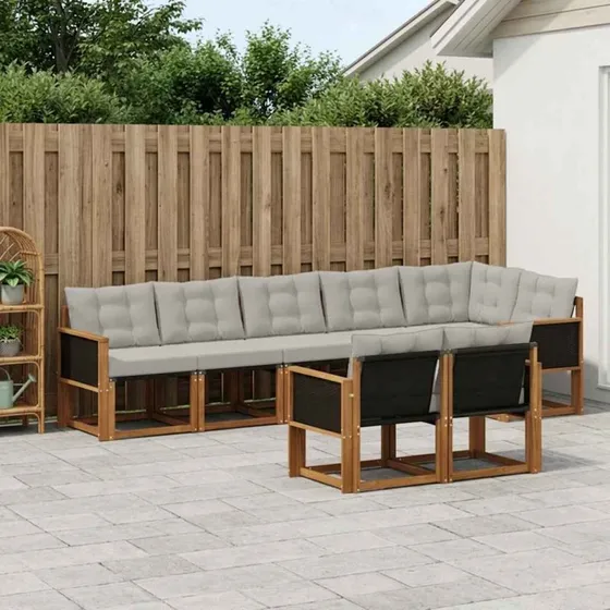 vidaXL Udendørs Sofagruppe 8 pcs Natur/Lysegrå