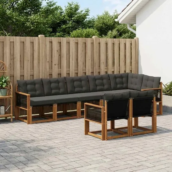 vidaXL Udendørs Sofagruppe 8 pc Natur/Sort