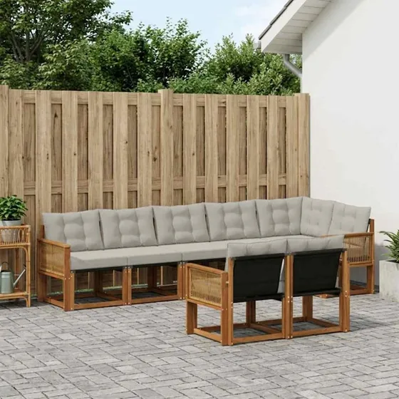 vidaXL Udendørs Sofagruppe 8 pc Natur/Lysegrå