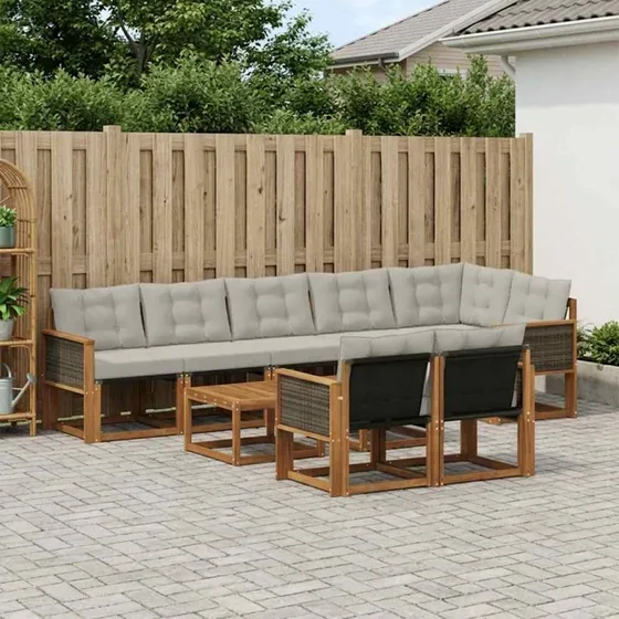 vidaXL Udendørs Sofagruppe 9 pcs Natur/lysegrå