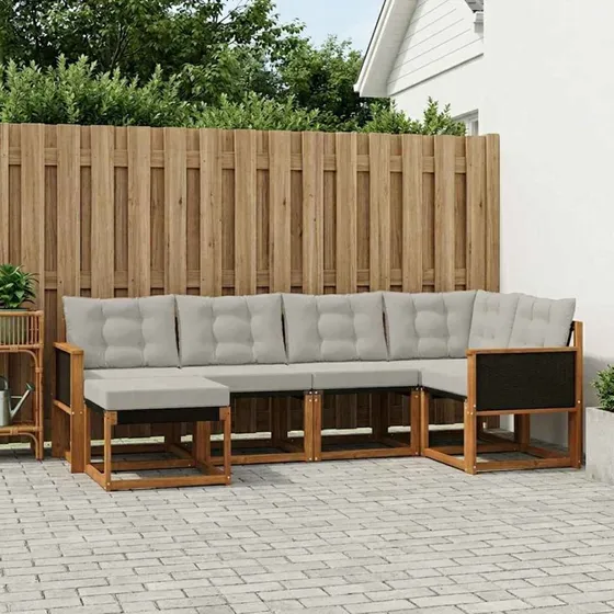 vidaXL Udendørs Sofagruppe 6 pc Natur/Lysegrå